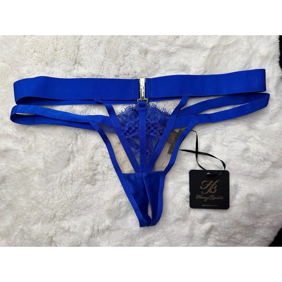 Honey Birdette 💙 MORGAN 💙 Blue Lace Thong Small - Picture 1 of 3